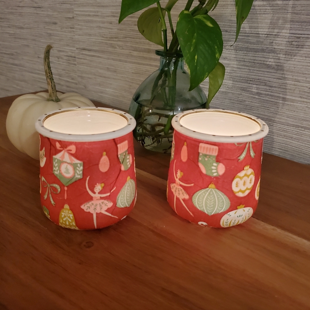 Oui Jar Seasonal Christmas Candle Votives Holder Cup Trinket Coin Jar